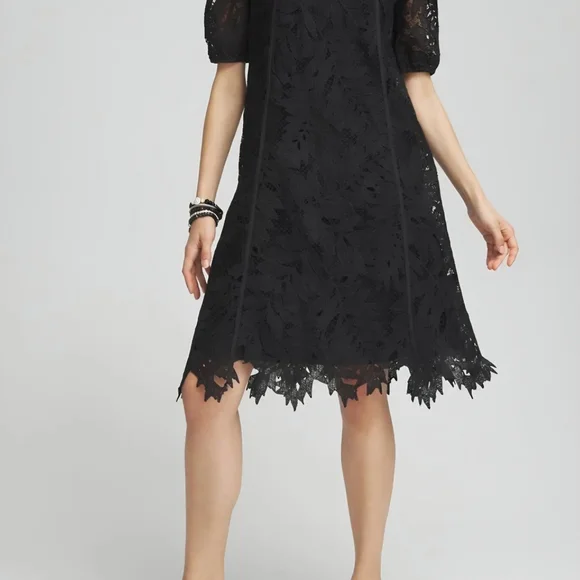Plus Size - Chico's Black Lace Midi Dress - Picture 8 of 9